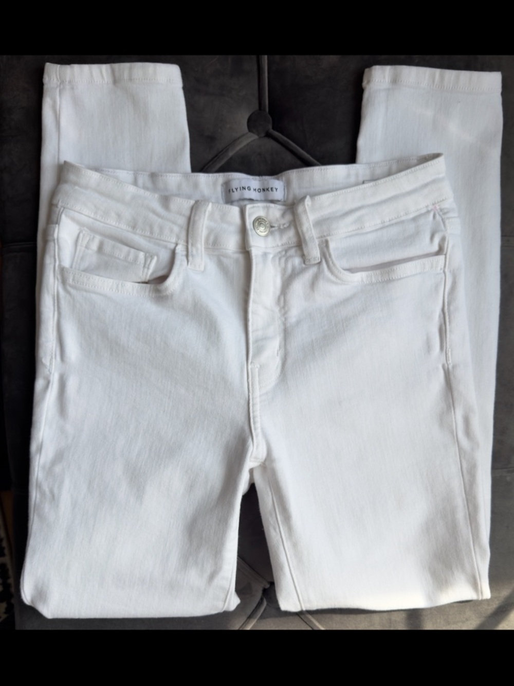 Flying Monkey White Mid Rise Skinny Jeans Size 26 Stretch Denim